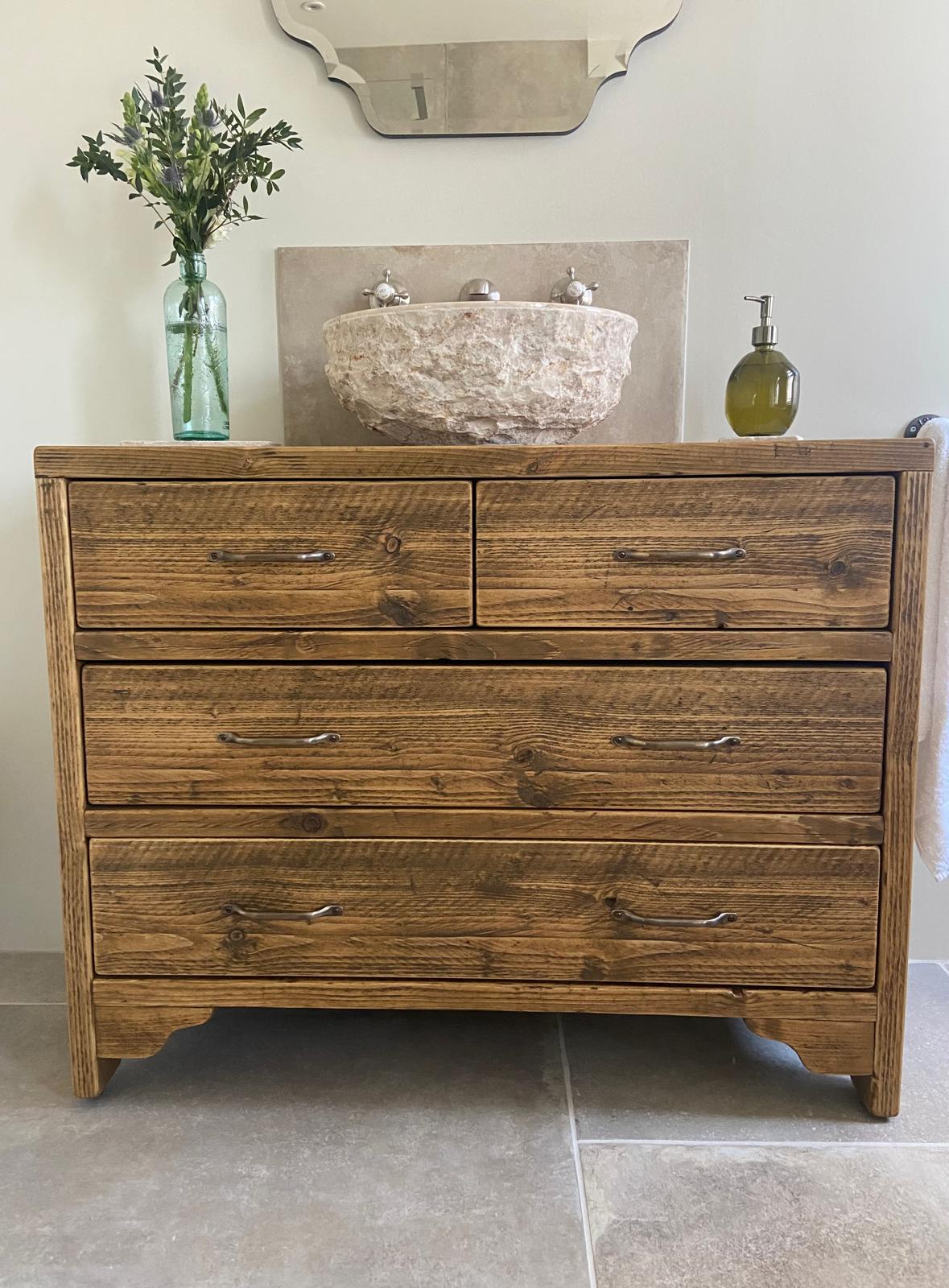 CANTERBURY Reclaimed Wood Rustic Bathroom Vanity Unit