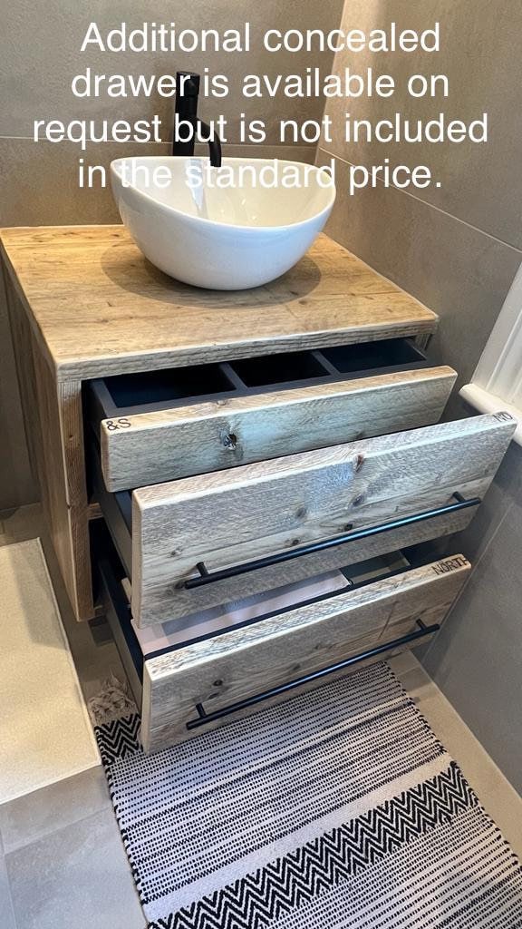 OKEHAMPTON Reclaimed Wood Rustic Bathroom Vanity Unit