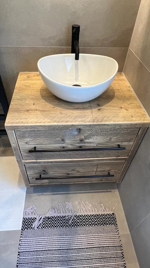 OKEHAMPTON Reclaimed Wood Rustic Bathroom Vanity Unit