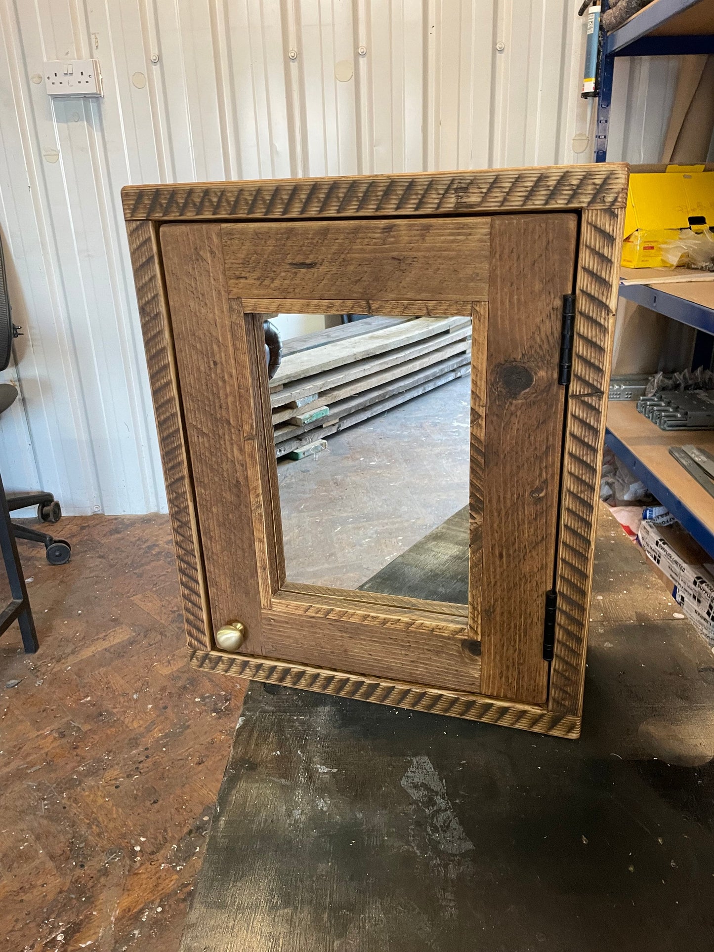 BIRCHWOOD Rustic Reclaimed Mirror Cabinet