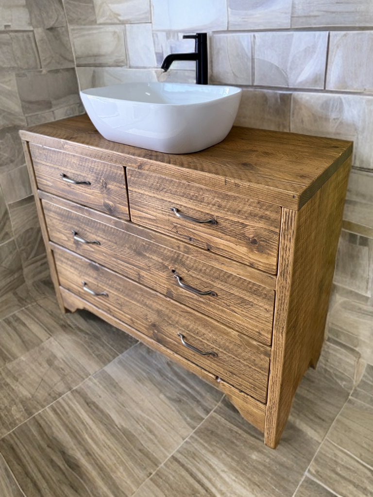 CANTERBURY Reclaimed Wood Rustic Bathroom Vanity Unit