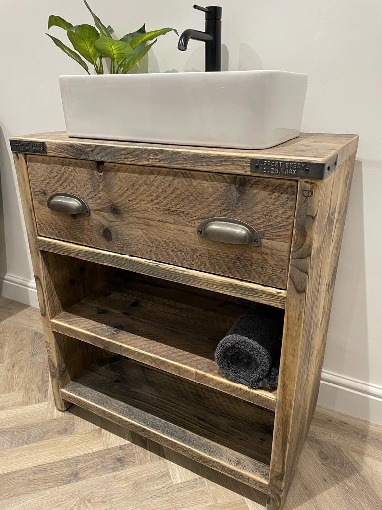 RIBCHESTER Reclaimed Wood Rustic Bathroom Vanity Unit