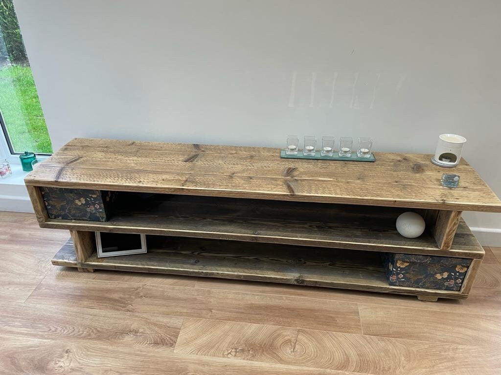 HEXHAM Rustic Reclaimed Solid Wood TV Unit | Rustic | Custom Size | Handmade | Living Room | Reclaimed Wood |