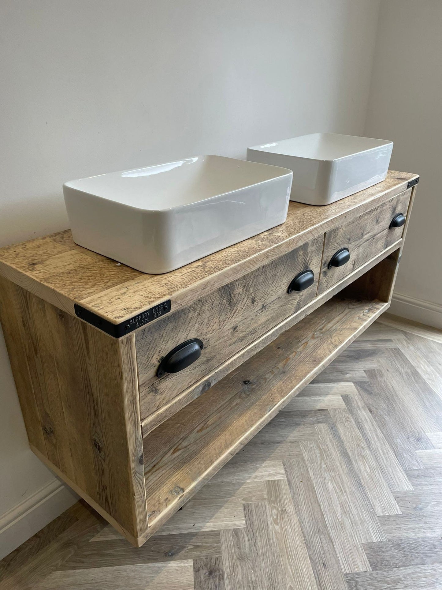 WINCHESTER DOUBLE Reclaimed Wood Rustic Vanity Unit