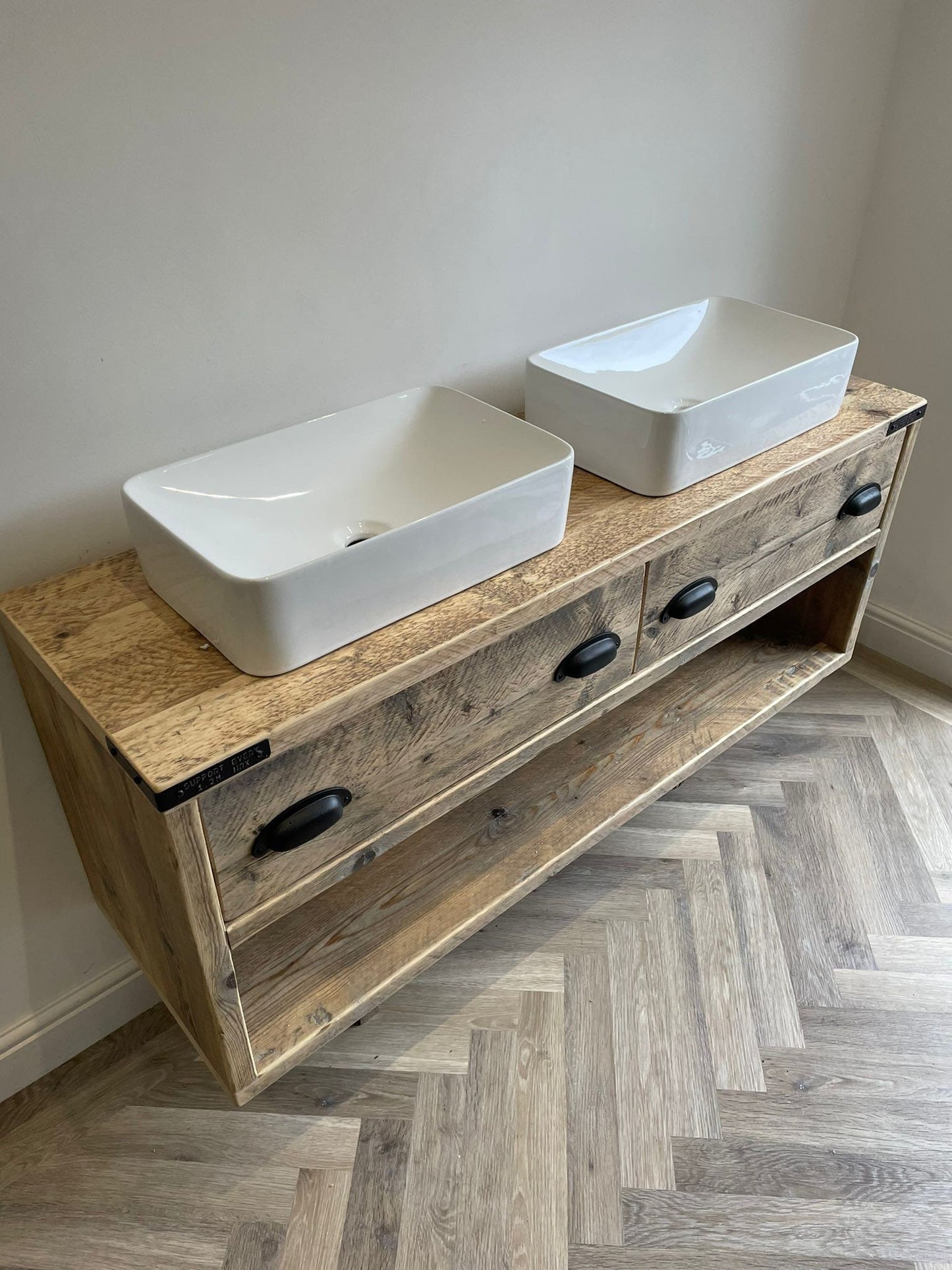 WINCHESTER DOUBLE Reclaimed Wood Rustic Vanity Unit