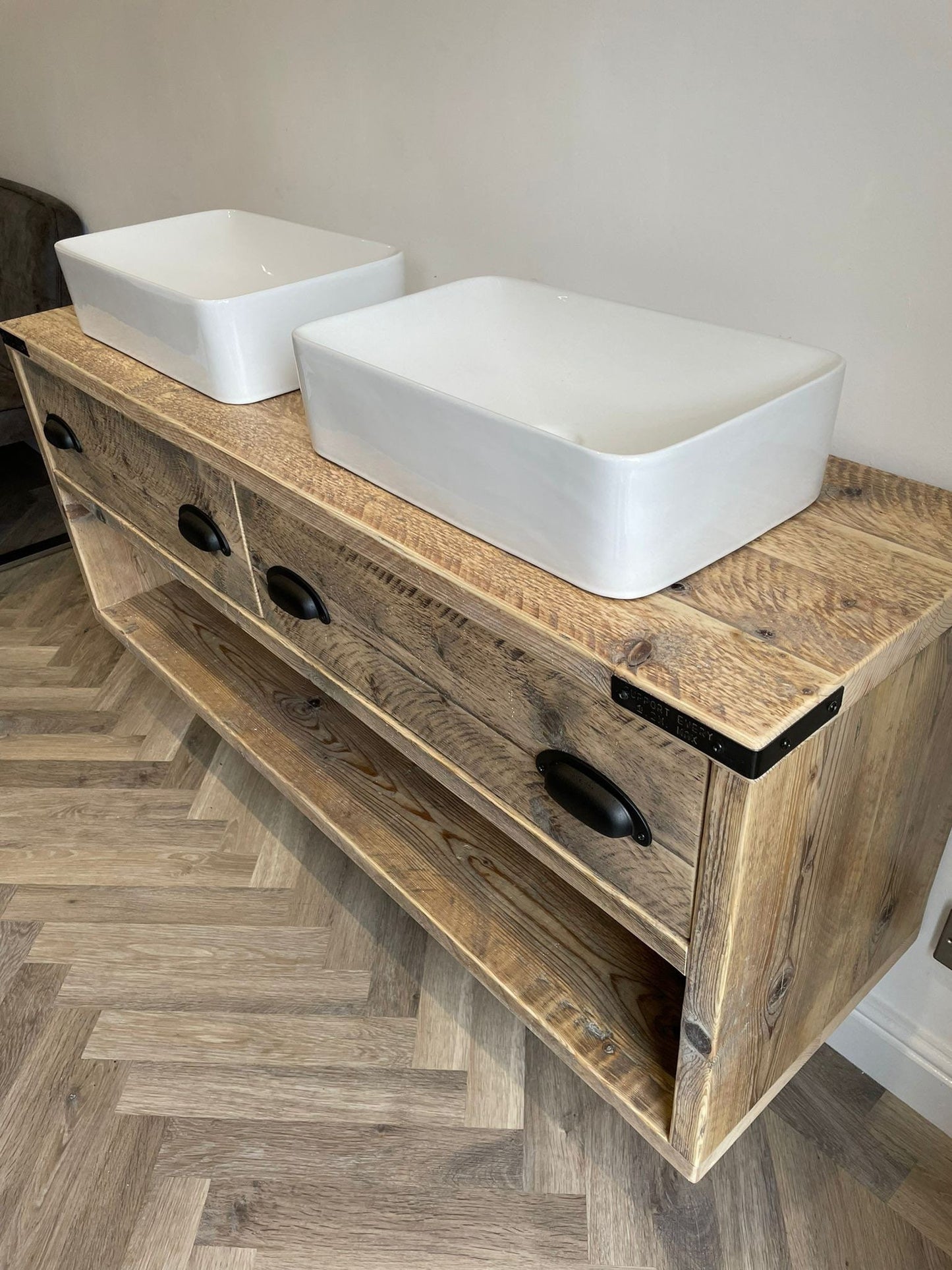 WINCHESTER DOUBLE Reclaimed Wood Rustic Vanity Unit