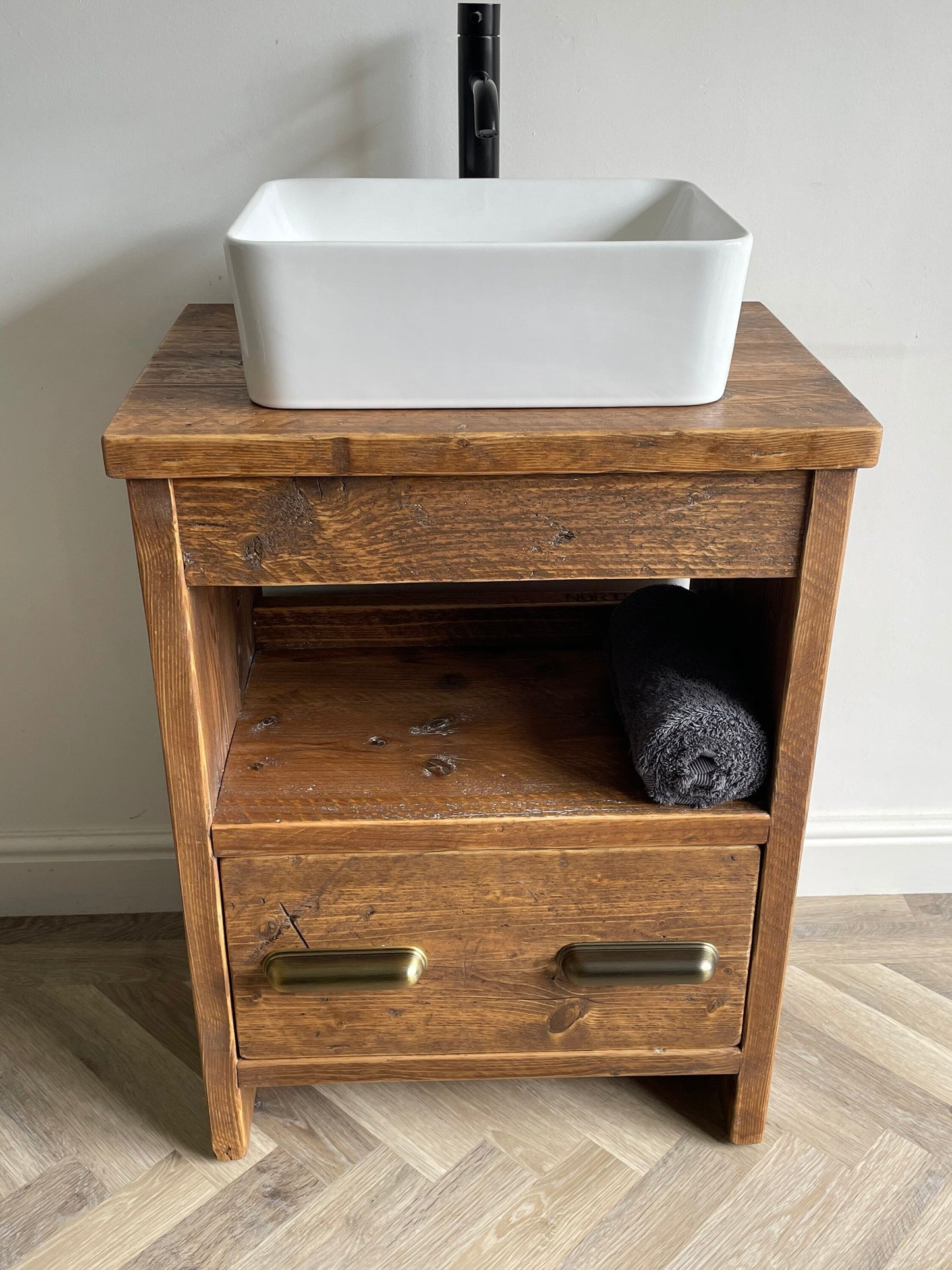 TIMPERLEY Reclaimed Wood Rustic Bathroom Vanity Unit