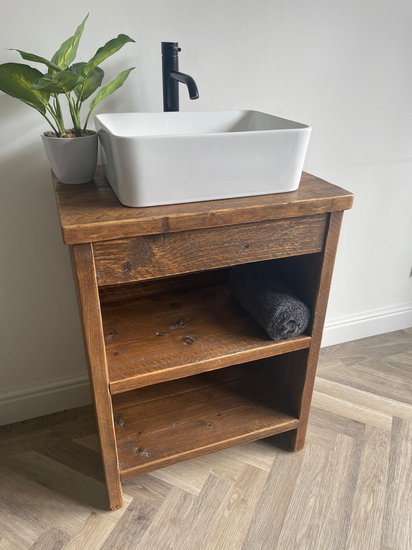 BEWDLEY Reclaimed Wood Rustic Bathroom Wash Stand