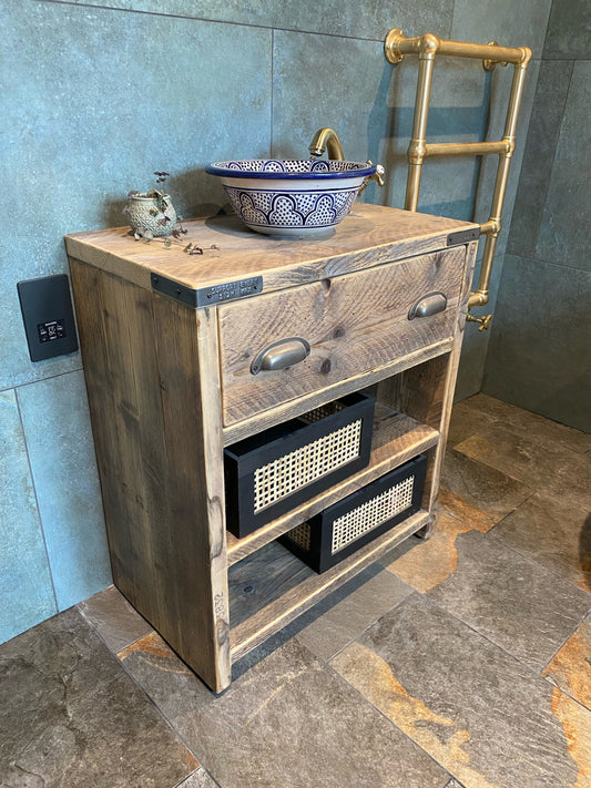 RIBCHESTER Reclaimed Wood Rustic Bathroom Vanity Unit