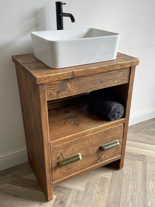 TIMPERLEY Reclaimed Wood Rustic Bathroom Vanity Unit