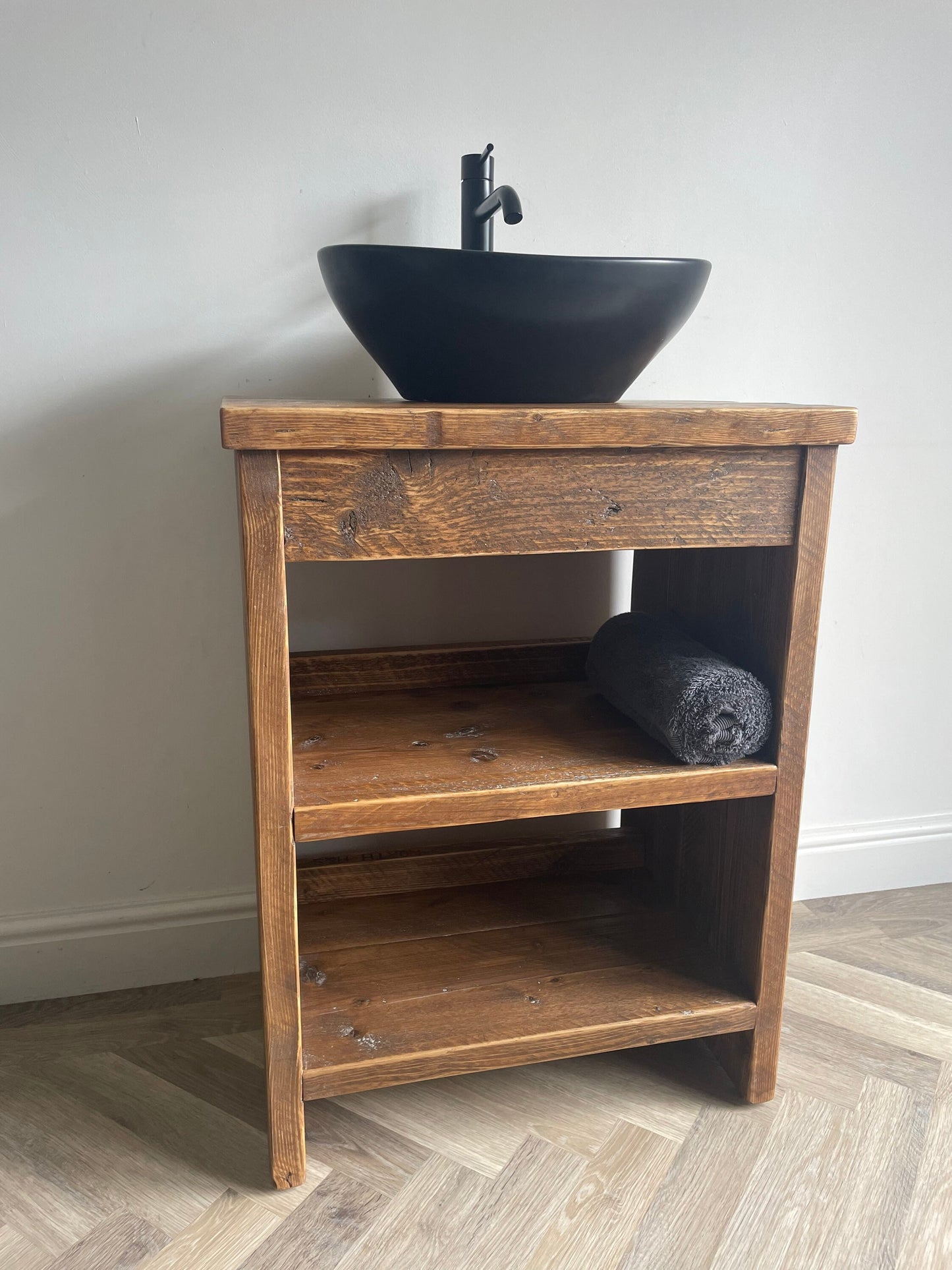 BEWDLEY Reclaimed Wood Rustic Bathroom Wash Stand