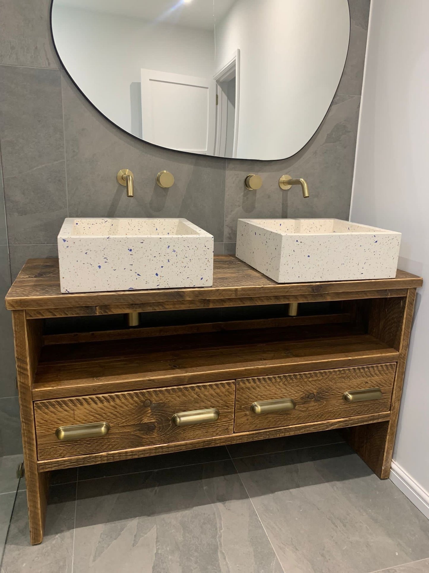 GREENWICH Reclaimed Wood Rustic Double Vanity Unit