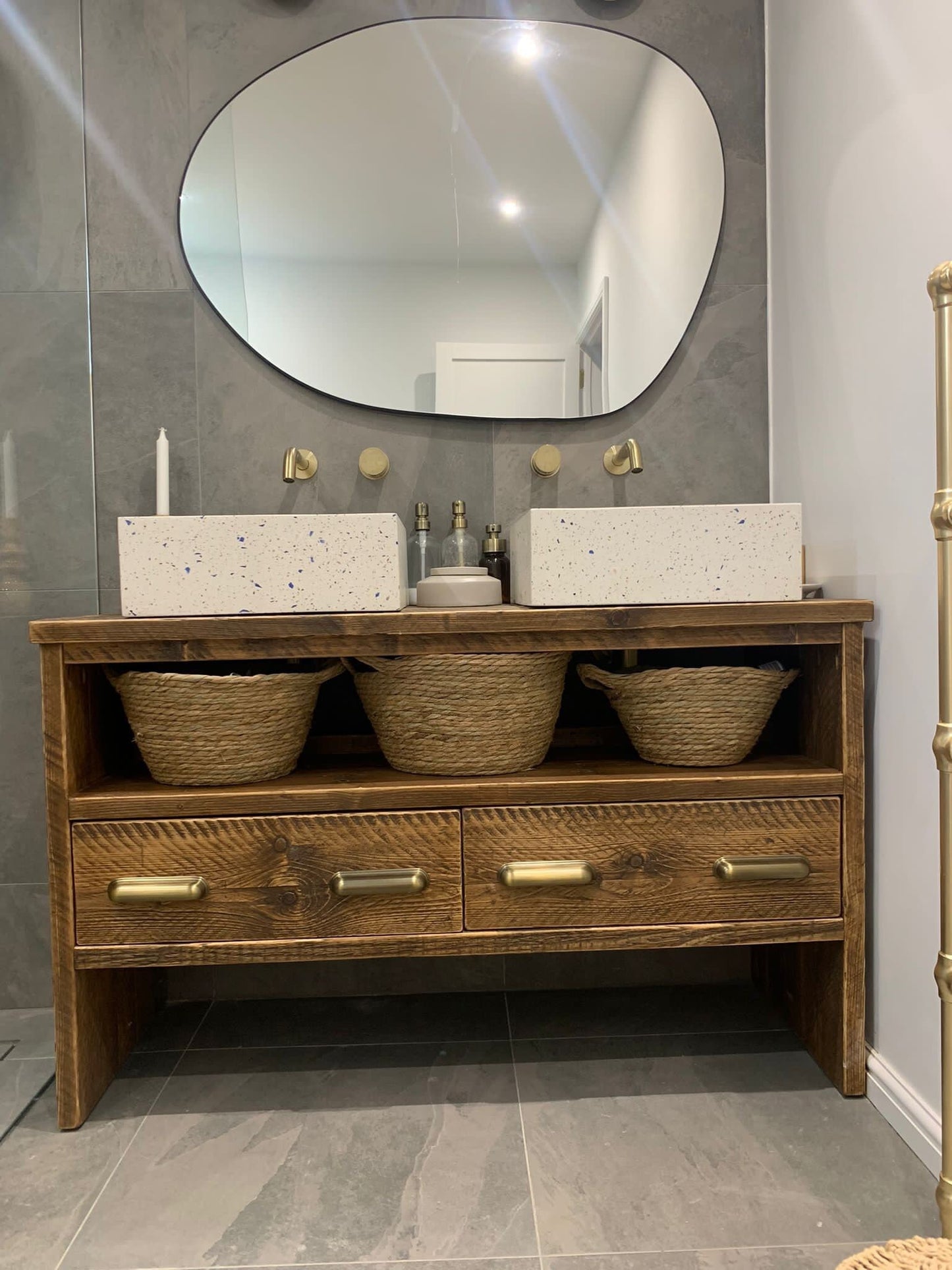 GREENWICH Reclaimed Wood Rustic Double Vanity Unit