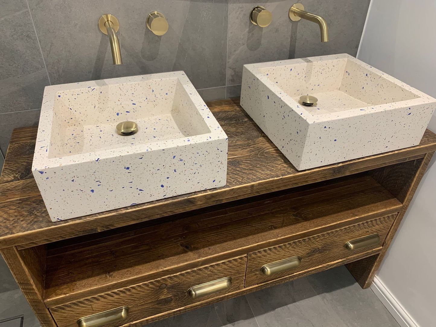 GREENWICH Reclaimed Wood Rustic Double Vanity Unit