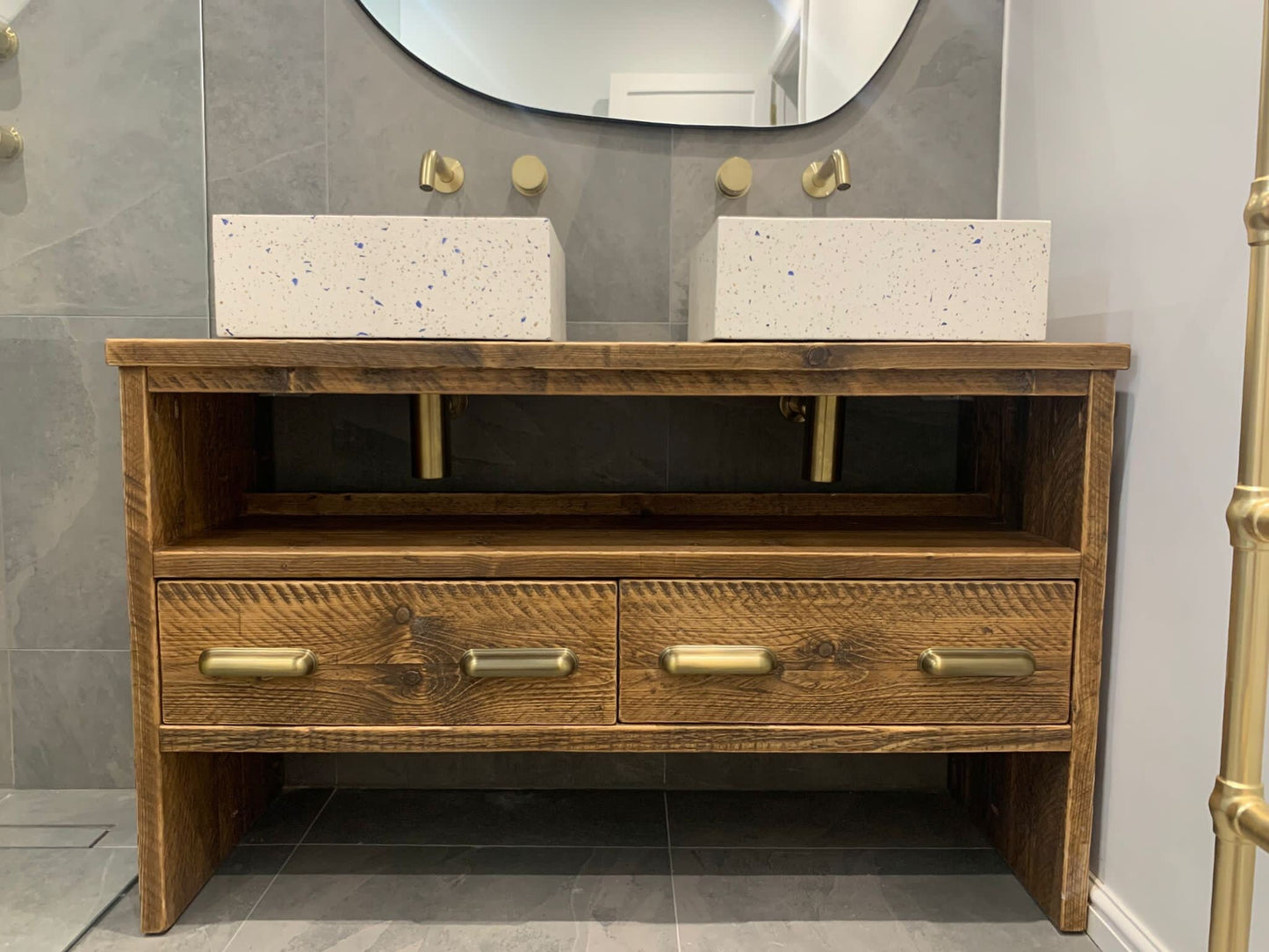 GREENWICH Reclaimed Wood Rustic Double Vanity Unit