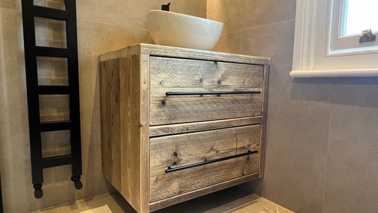 OKEHAMPTON Reclaimed Wood Rustic Bathroom Vanity Unit