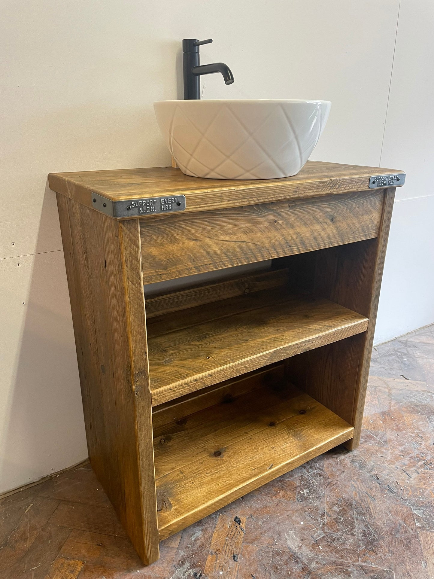 BEWDLEY Reclaimed Wood Rustic Bathroom Wash Stand