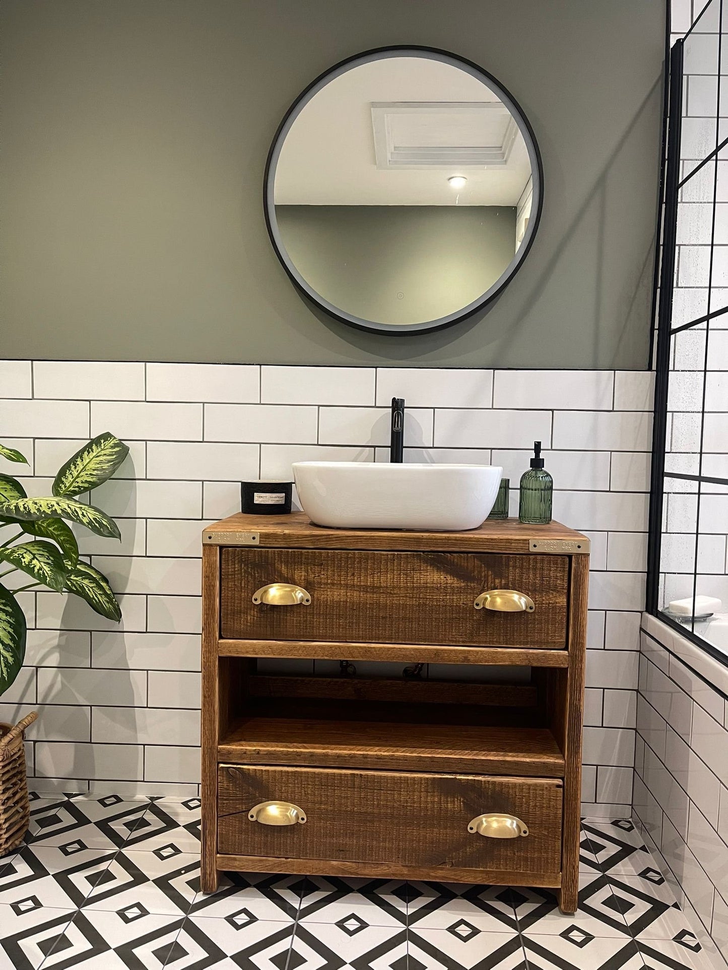 WALLINGTON Reclaimed Wood Rustic Bathroom Vanity Unit