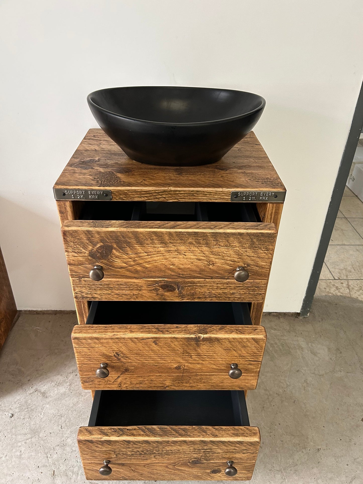 SUNDERLAND Reclaimed Wood Rustic Bathroom Vanity Unit