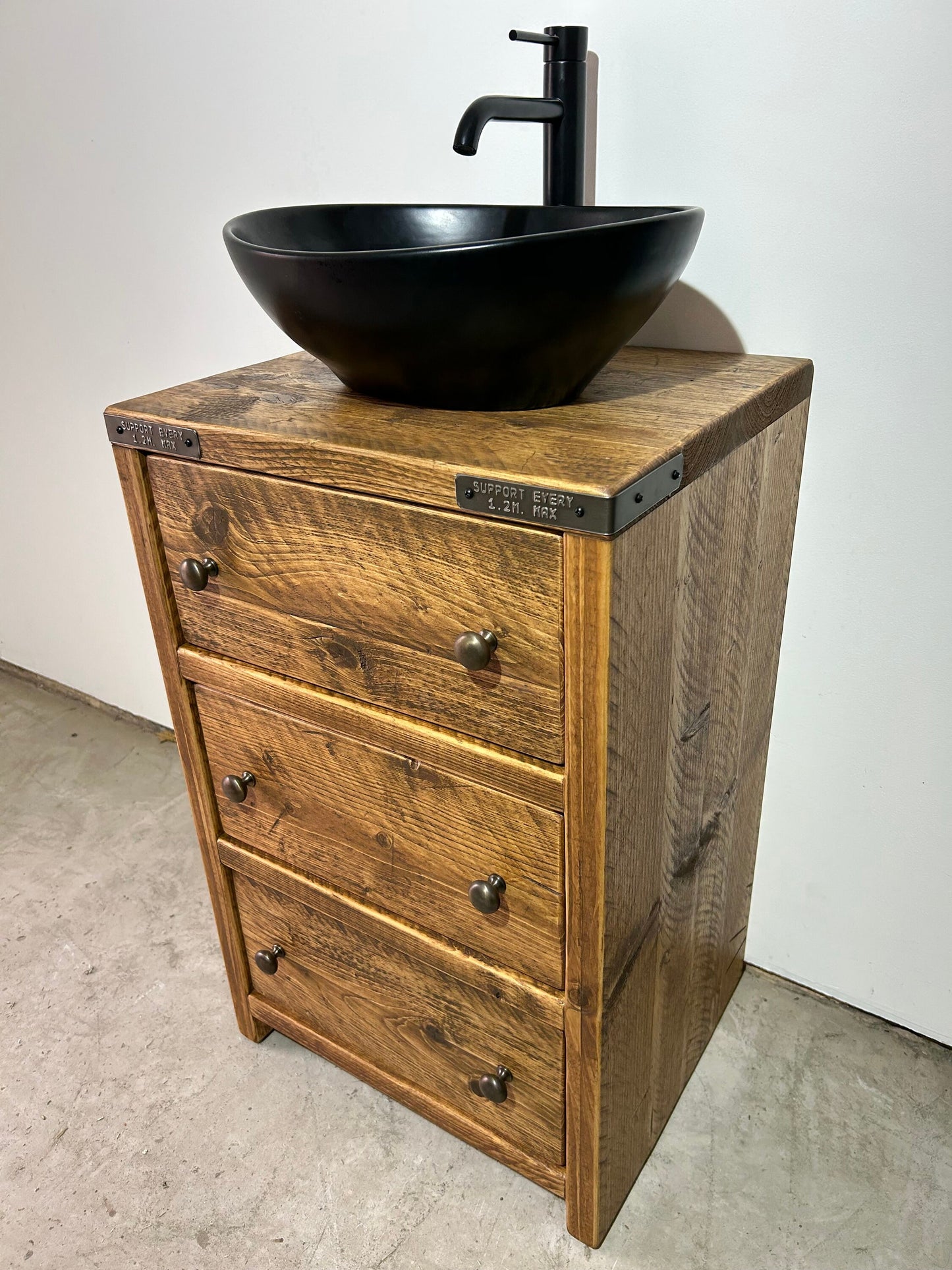 SUNDERLAND Reclaimed Wood Rustic Bathroom Vanity Unit