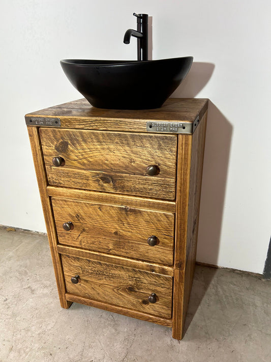 SUNDERLAND Reclaimed Wood Rustic Bathroom Vanity Unit