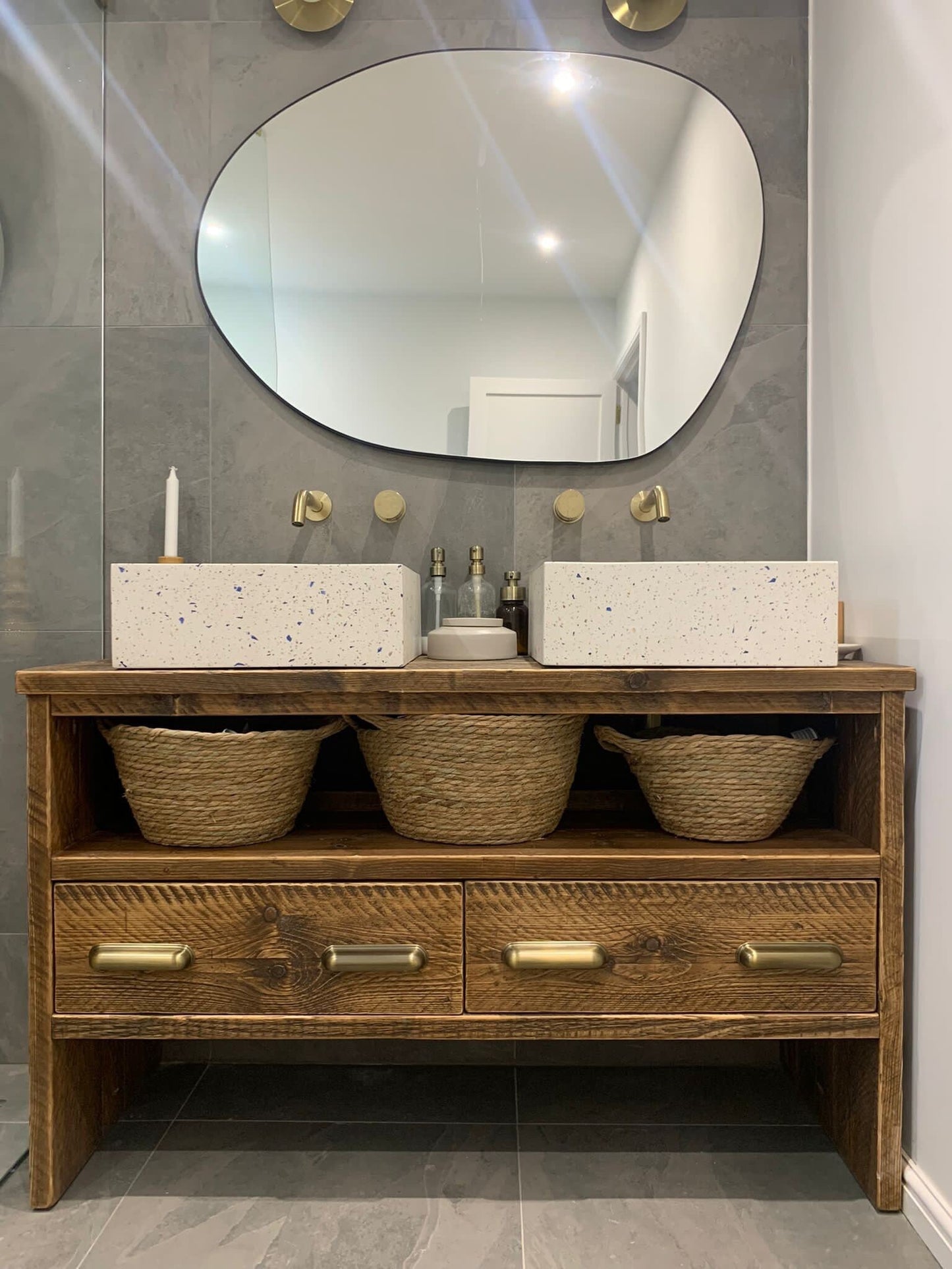 GREENWICH Reclaimed Wood Rustic Double Vanity Unit