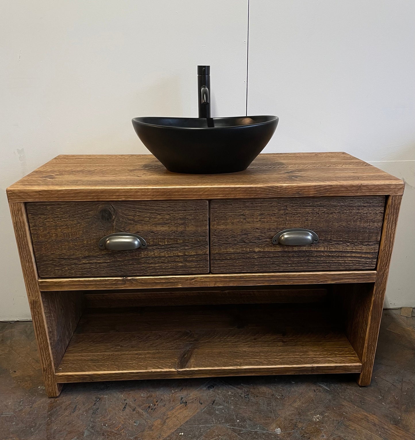 GLOSSOP Reclaimed Wood Rustic Double Vanity Unit